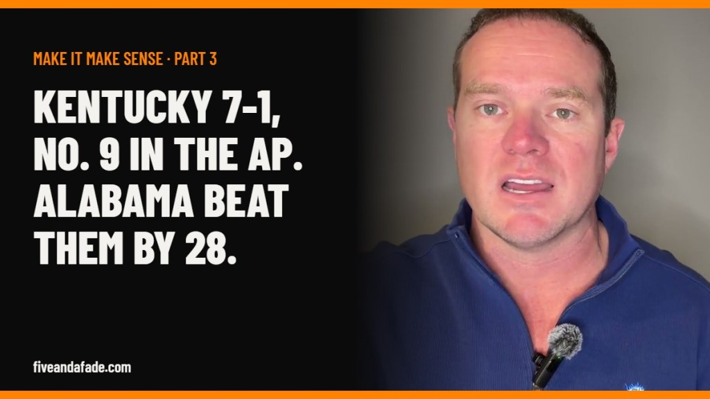 Jeremy Durham on Kentucky, 7-1 and No. 9 in the AP poll, ranked ahead of an Alabama team that beat the Wildcats by 28